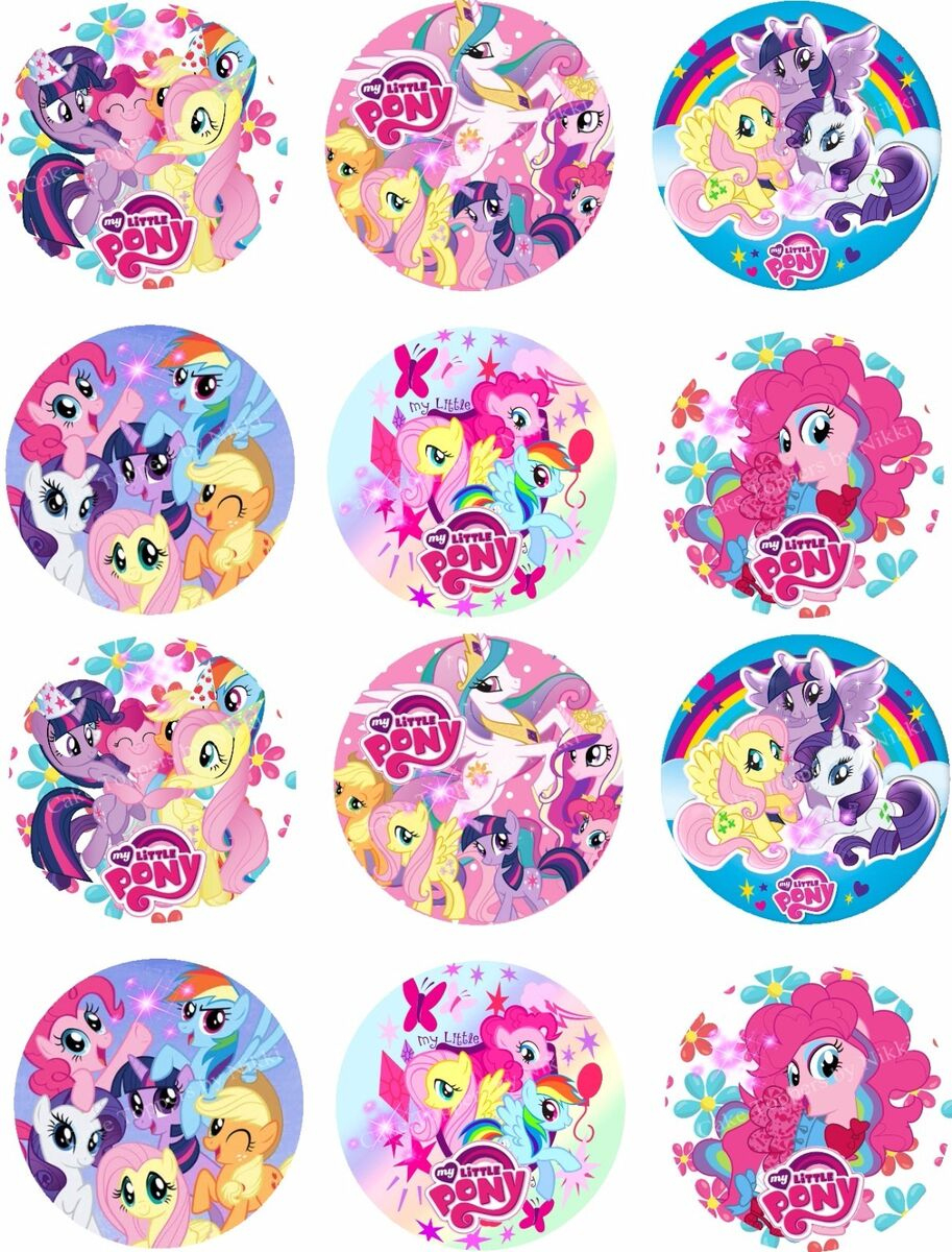 1.5&amp;quot; Precut Icing Cupcake Toppers My Little Pony 12 Or 24 Rainbow Dash with Free Printable My Little Pony Cupcake Toppers