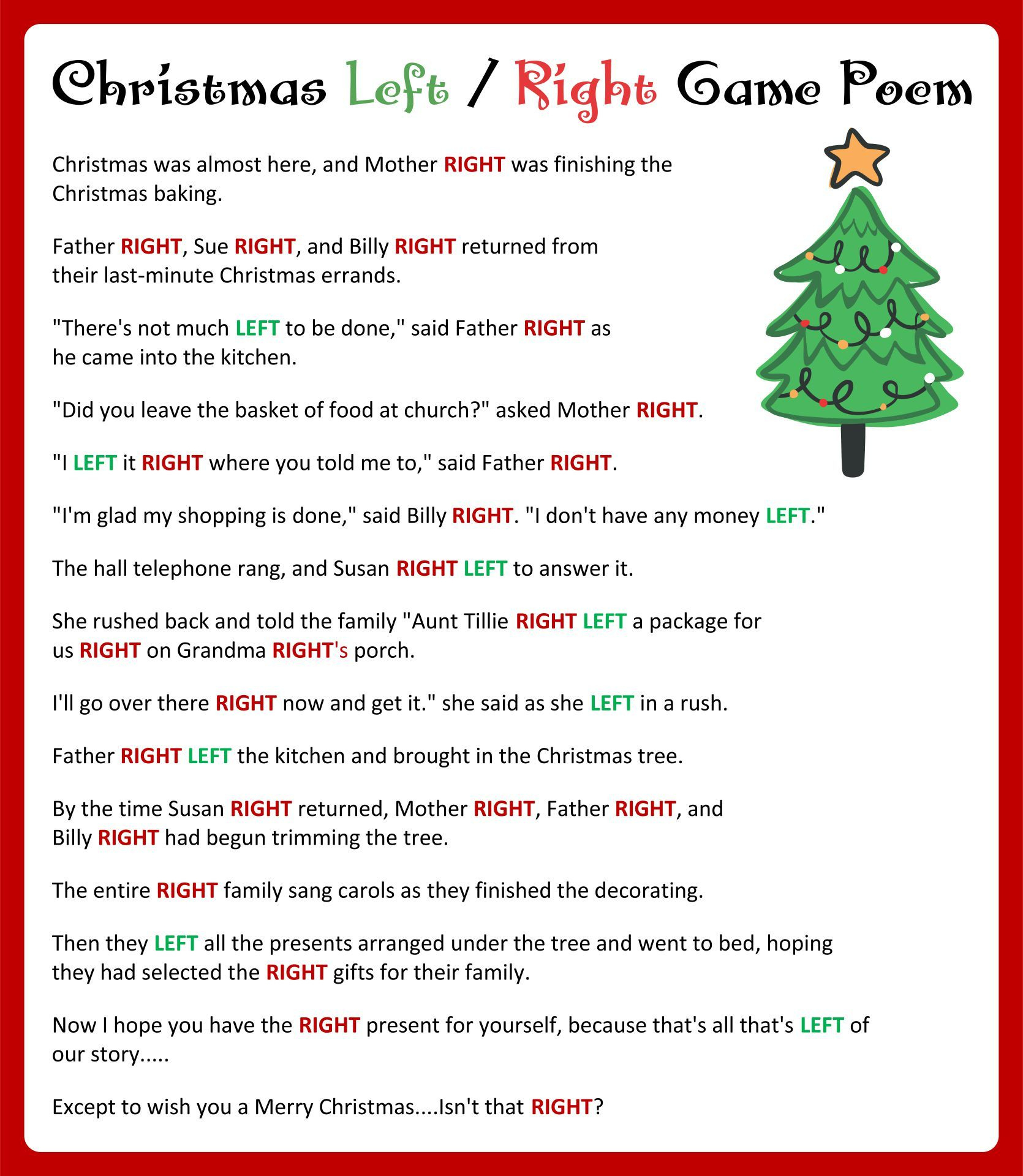 10 Best Printable Left-Right Rudolph Game inside Free Printable Left Right Game