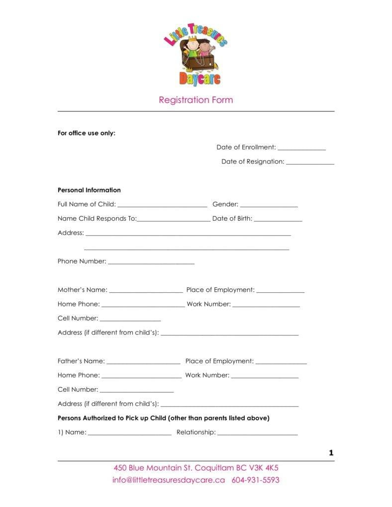 10+ Daycare Application Form Templates - Pdf, Doc Format Download inside Free Printable Daycare Forms For Parents