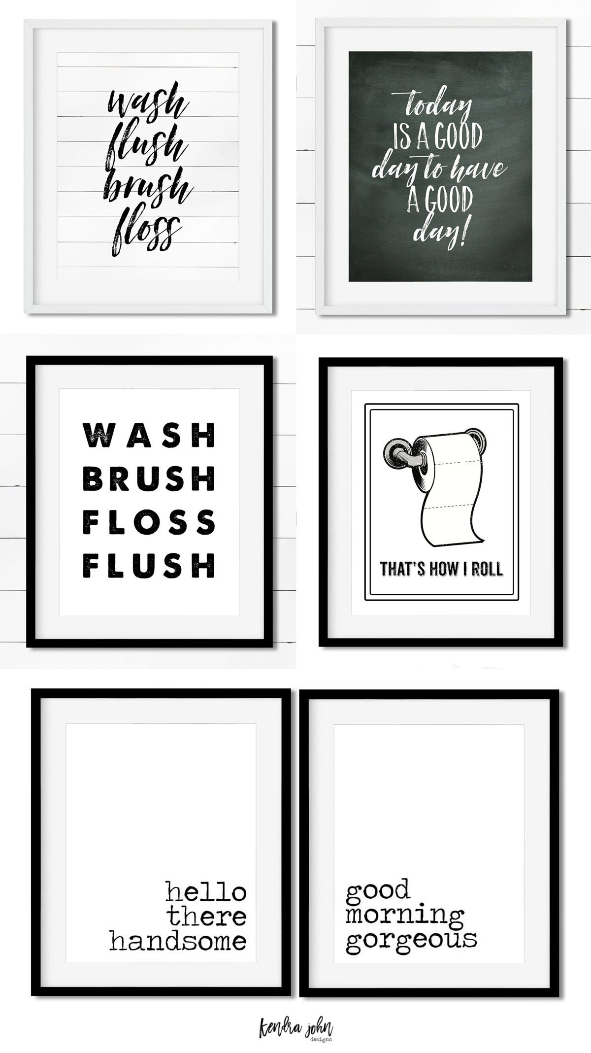 10 Free Black And White Bathroom Printables - Kendra John Designs throughout Free Printable Bathroom Pictures