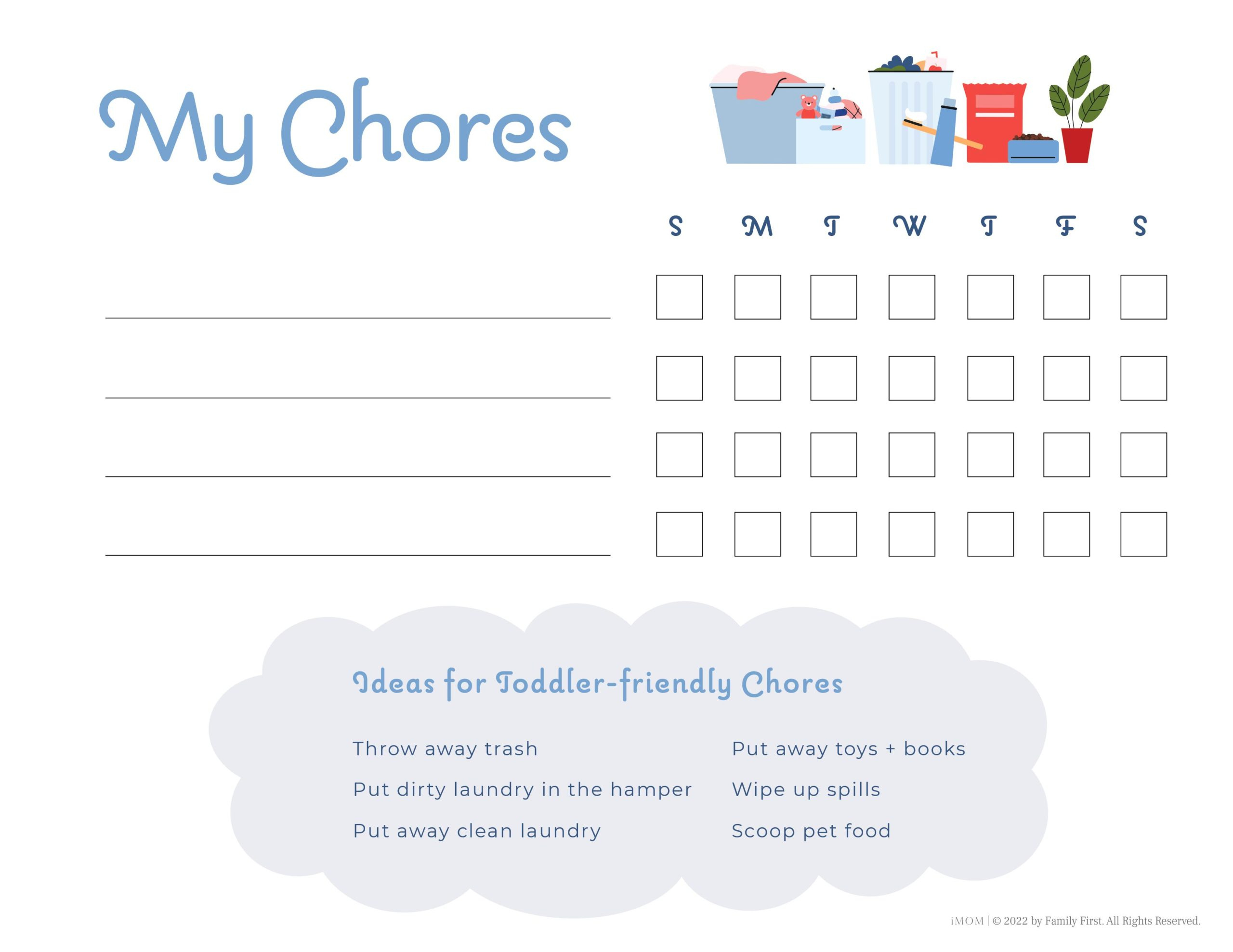 10 Free Printable Chore Charts - Imom in Free Printable Toddler Chore Chart