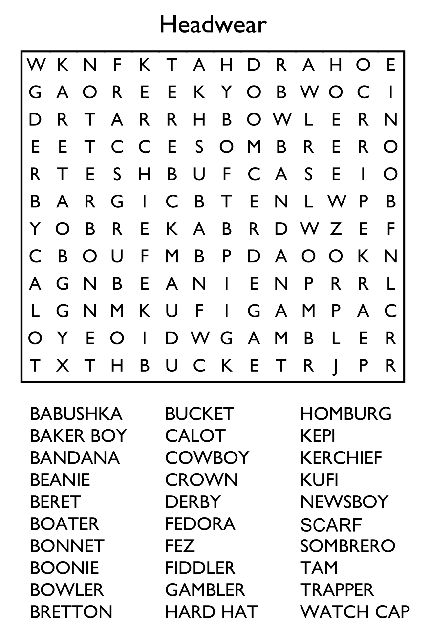 10 Free Printable Word Search Puzzles in Free Printable Word Searches for Adults Large Print