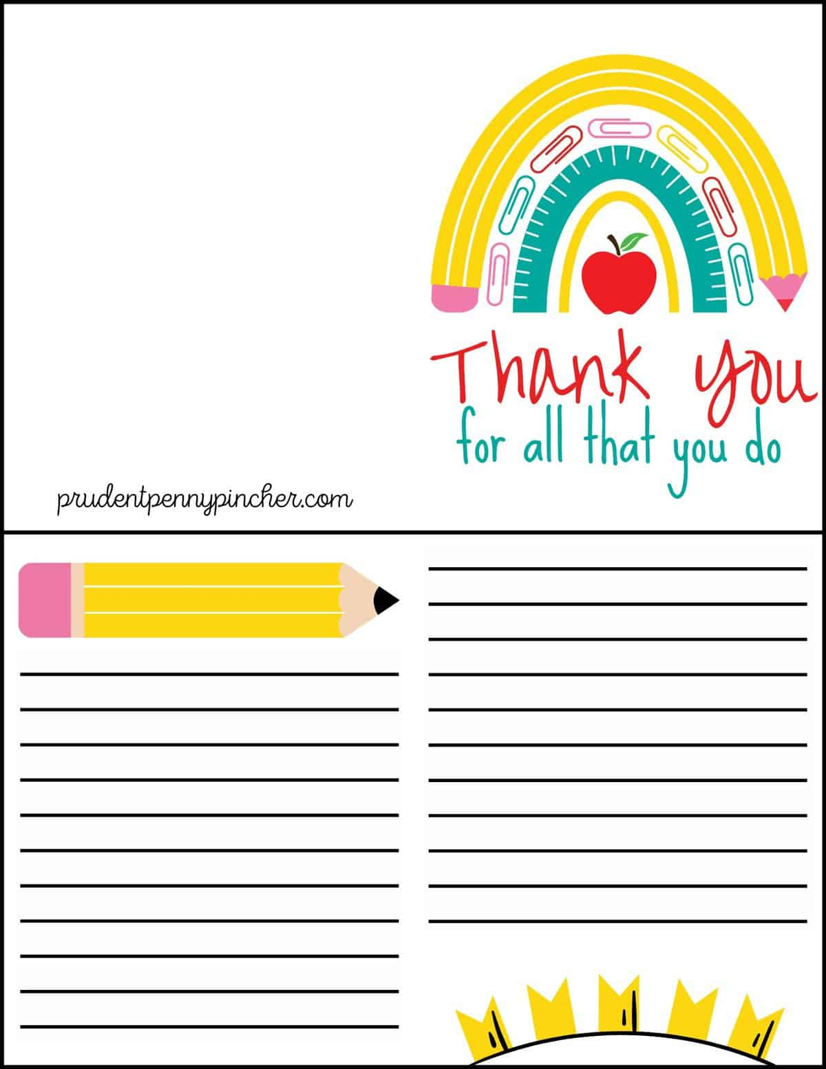 10 Free Teacher Appreciation Card Printables - Prudent Penny Pincher with Free Printable Teacher Appreciation Cards