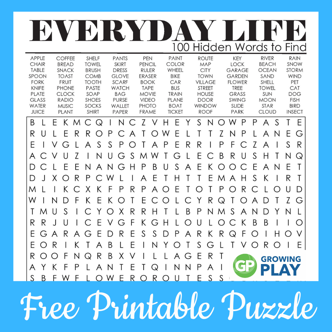 100 Hard Word Search Puzzles Printable - Free - Growing Play for Free Search A Word Printable