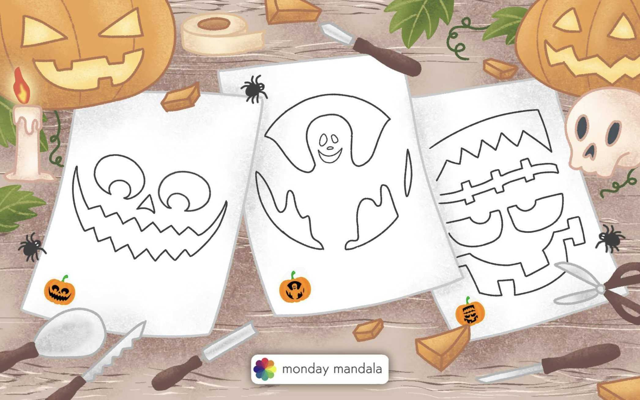 100 Pumpkin Carving Stencils (Free Pdf Printables) in Free Printable Pumpkin Carving Stencils For Kids