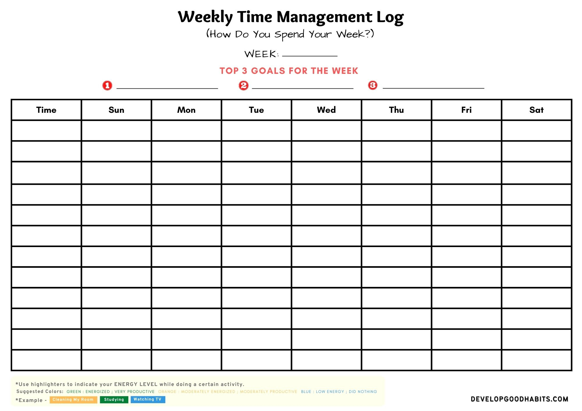 11 Free Time Management Worksheet For Students &amp;amp; Adults inside Time Management Forms Free Printable