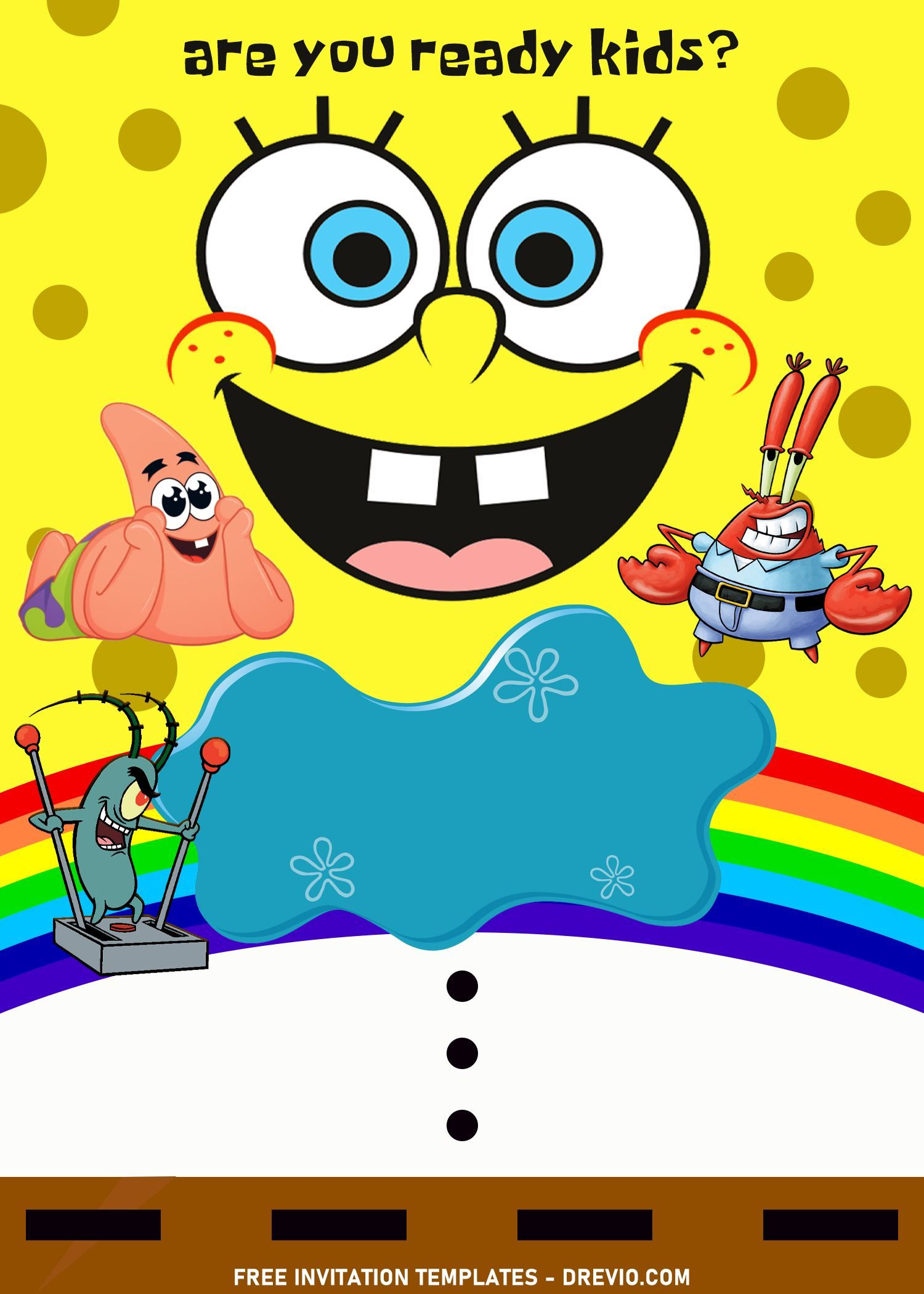 11+ Spongebob Party Time Birthday Invitation Templates For All with regard to Spongebob Free Printable Invitations