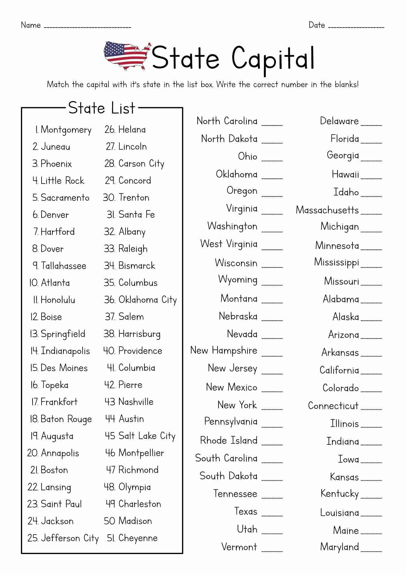 13 Fifty States Worksheets - Free Pdf At Worksheeto with regard to Free Printable States and Capitals Worksheets