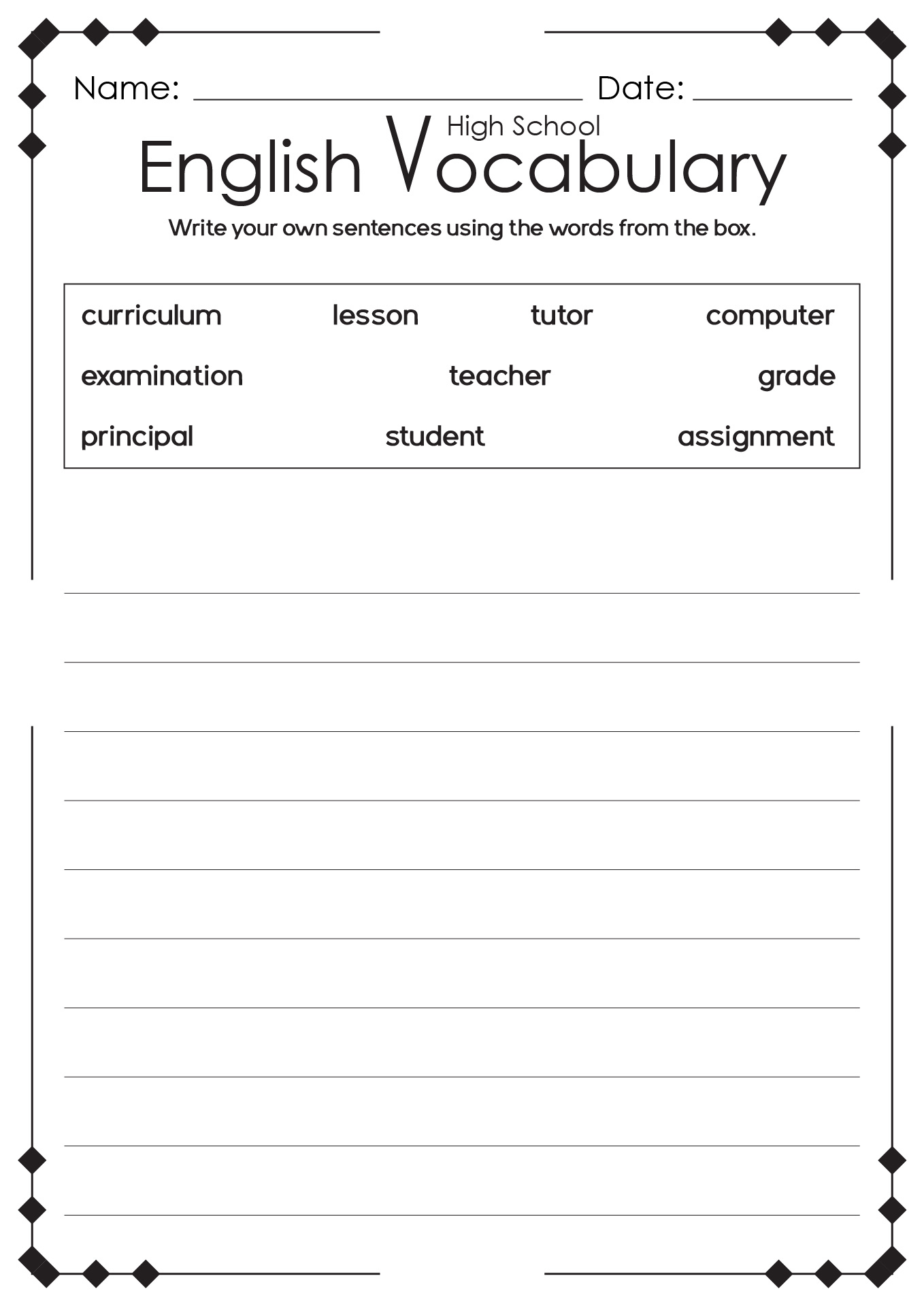 13 High School English Language Arts Worksheets - Free Pdf At in Free Printable Grammar Worksheets for Highschool Students