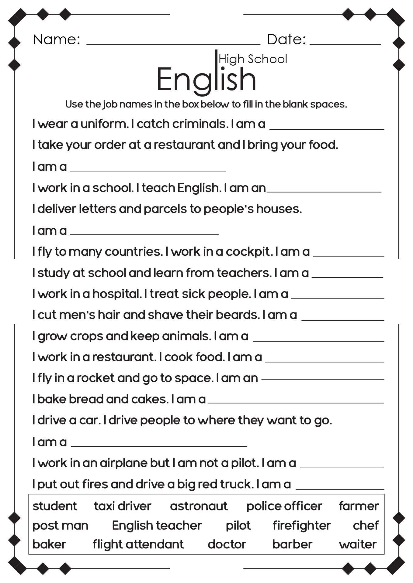 13 High School English Language Arts Worksheets - Free Pdf At intended for Free Printable Esl Worksheets For High School