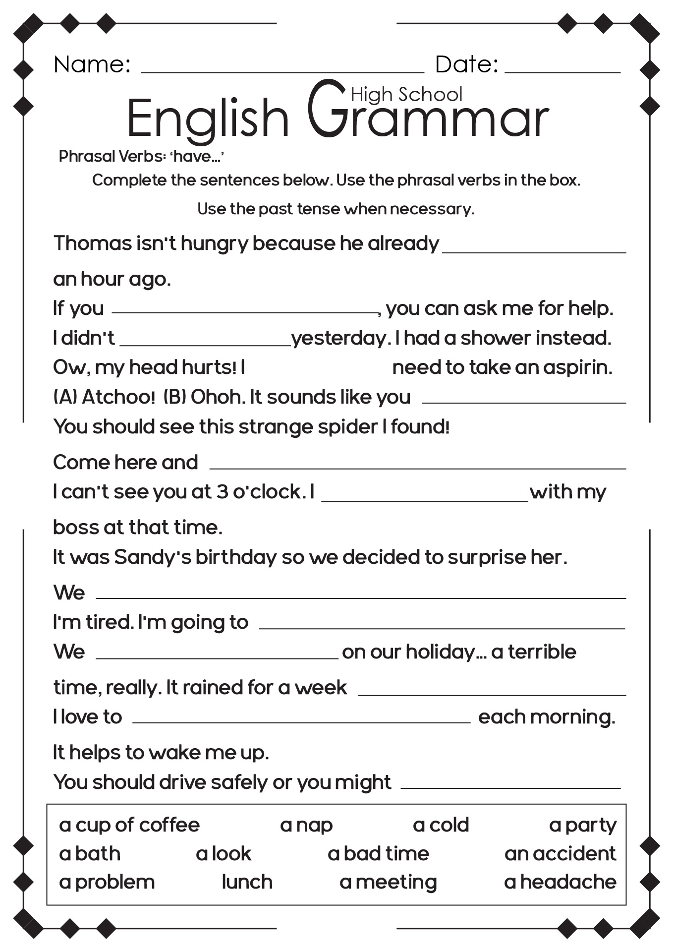 13 High School English Language Arts Worksheets - Free Pdf At with regard to Free Printable Esl Worksheets For High School