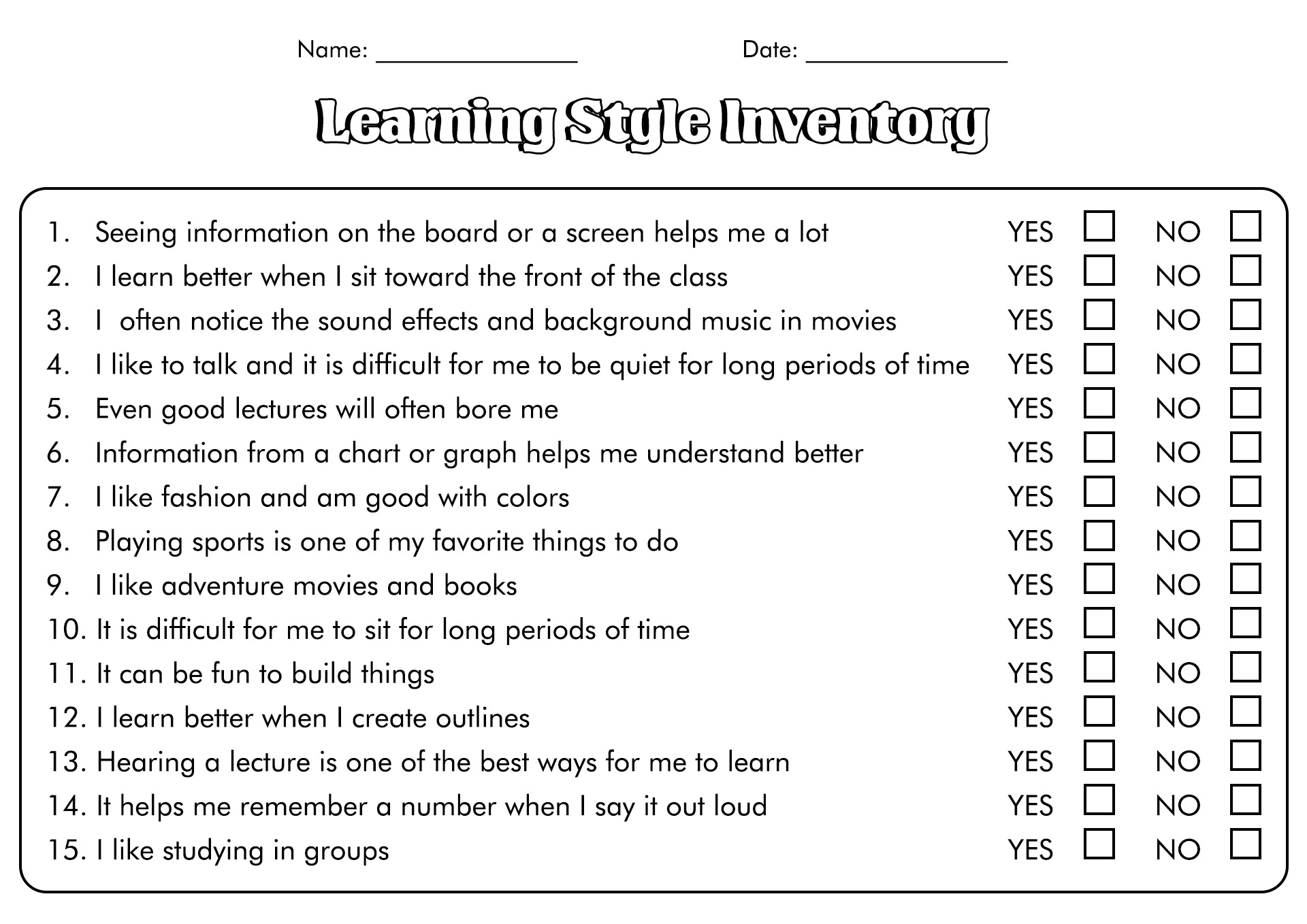 16 Vark Styles Worksheet - Free Pdf At Worksheeto throughout Free Learning Style Inventory For Students Printable