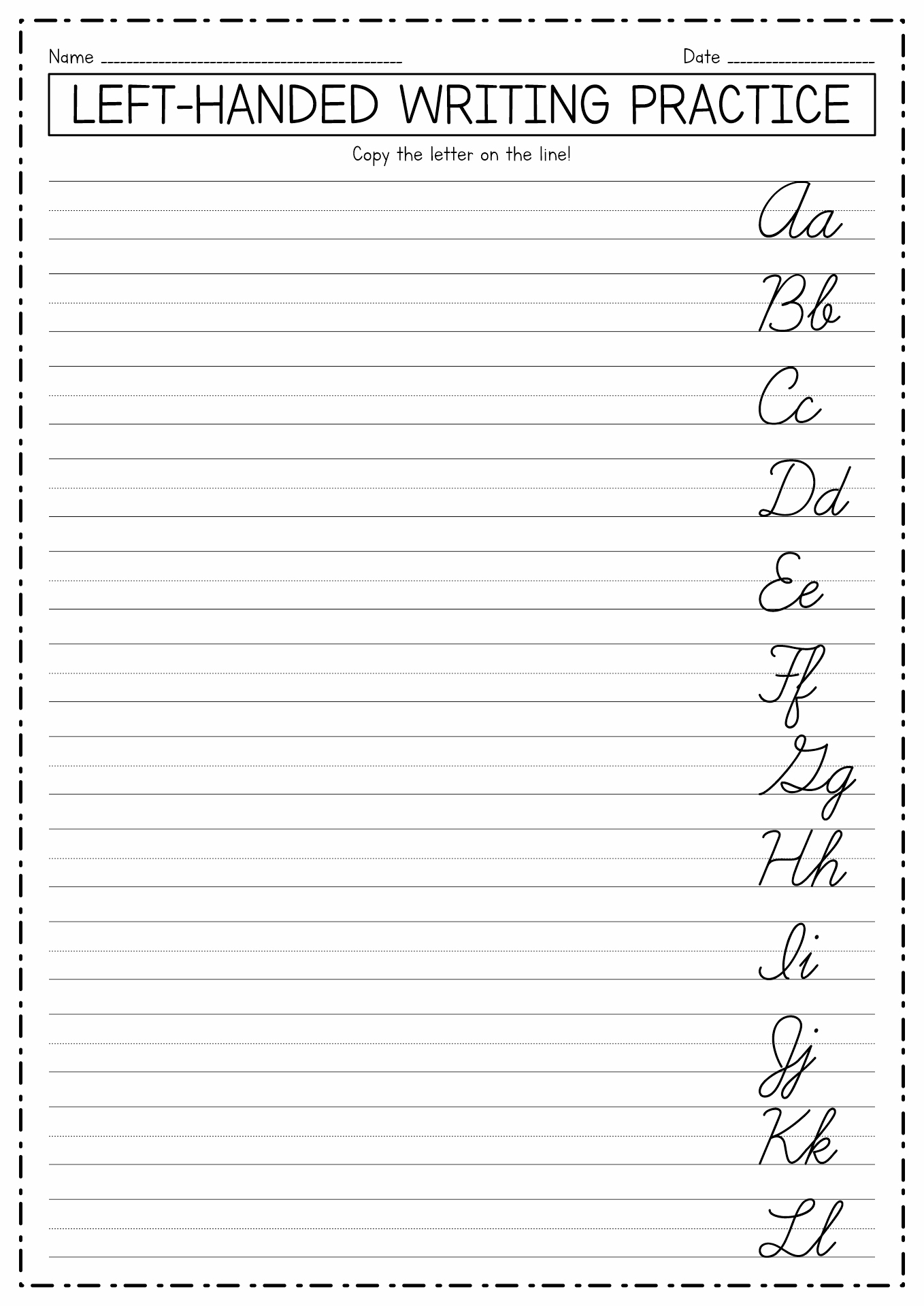 17 Palmer Cursive Worksheets - Free Pdf At Worksheeto throughout Free Printable Left Handed Worksheets