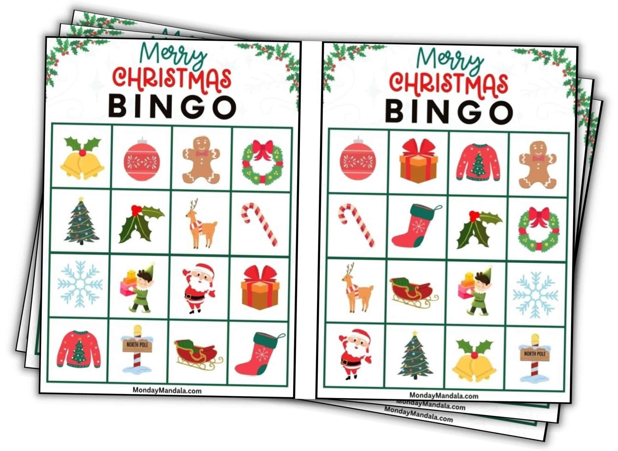 180 Christmas Bingo Cards (Free Pdf Printables) intended for 20 Free Printable Christmas Bingo Cards