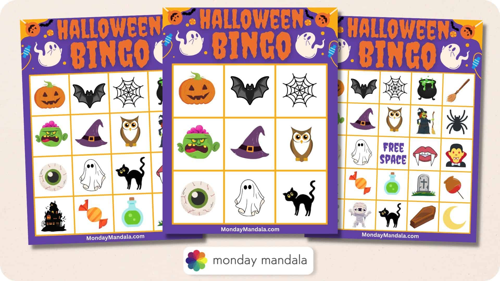 180 Halloween Bingo Cards (Free Pdf Printables) for Free Printable Halloween Bingo