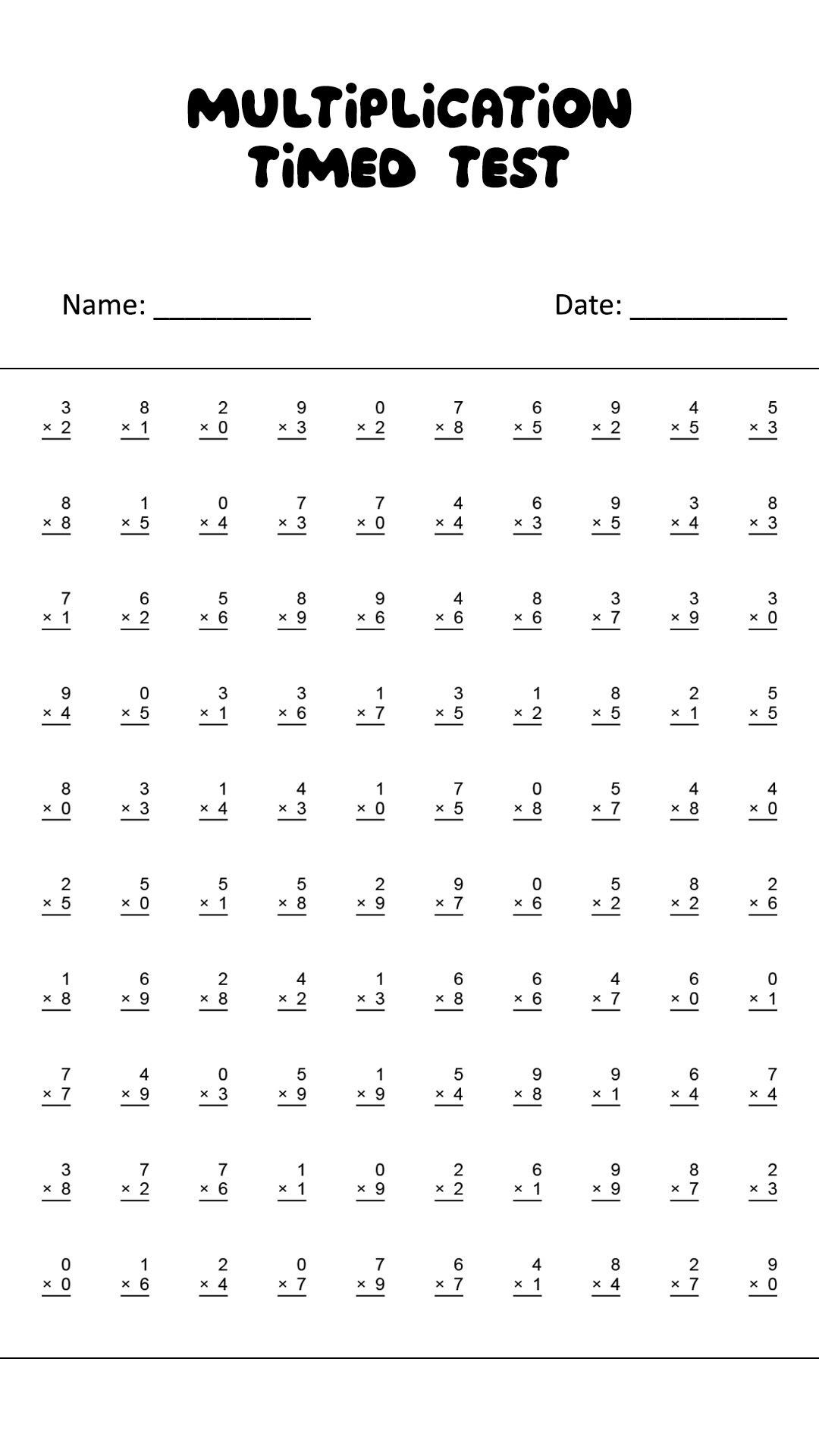 19 Timed Multiplication Worksheets - Free Pdf At Worksheeto for Free Printable Multiplication Speed Drills