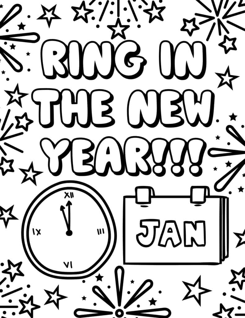 20 Free New Year Coloring Pages For 2024 - Prudent Penny Pincher in New Year Coloring Pages Free Printables