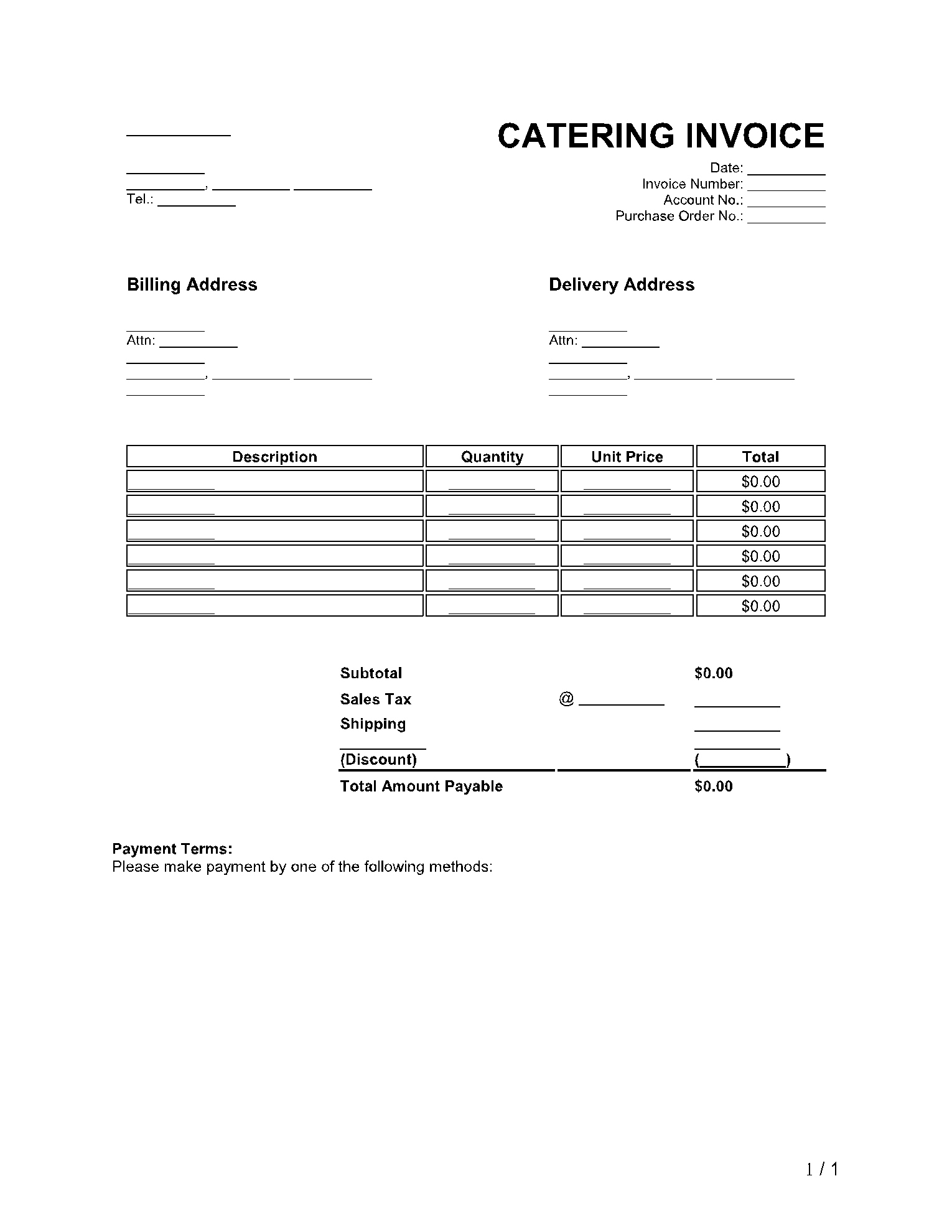 20+ Invoice Templates (Google Docs &amp;amp; Pdf &amp;amp; Word) | Cocosign with Free Printable Catering Invoice Template