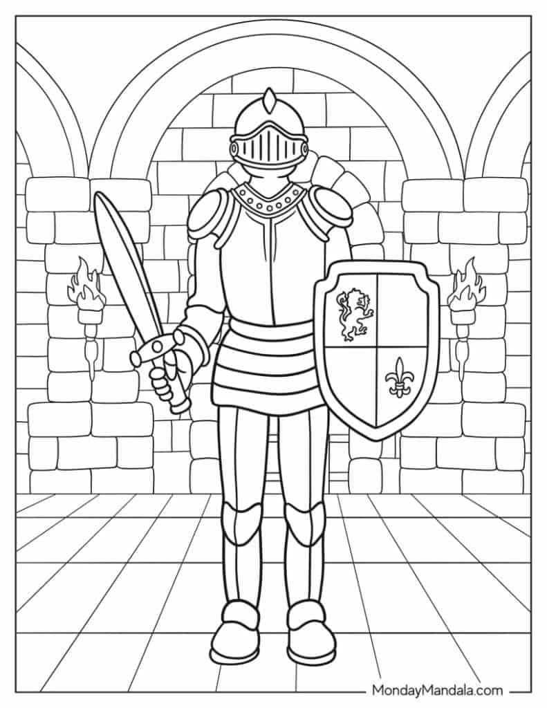 20 Knight Coloring Pages (Free Pdf Printables) for Free Printable Pictures of Knights