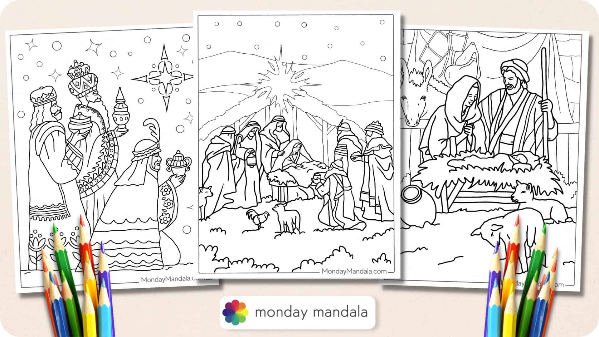 20 Nativity Coloring Pages (Free Pdf Printables) for Free Printable Nativity Story Coloring Pages