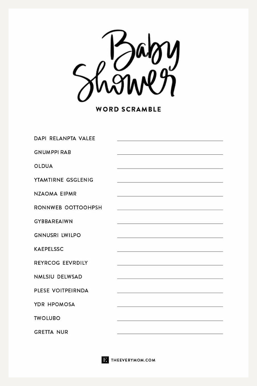 20 Of The Best Baby Shower Games (Plus, Free Printables!) throughout Free Printable Baby Shower Word Scramble