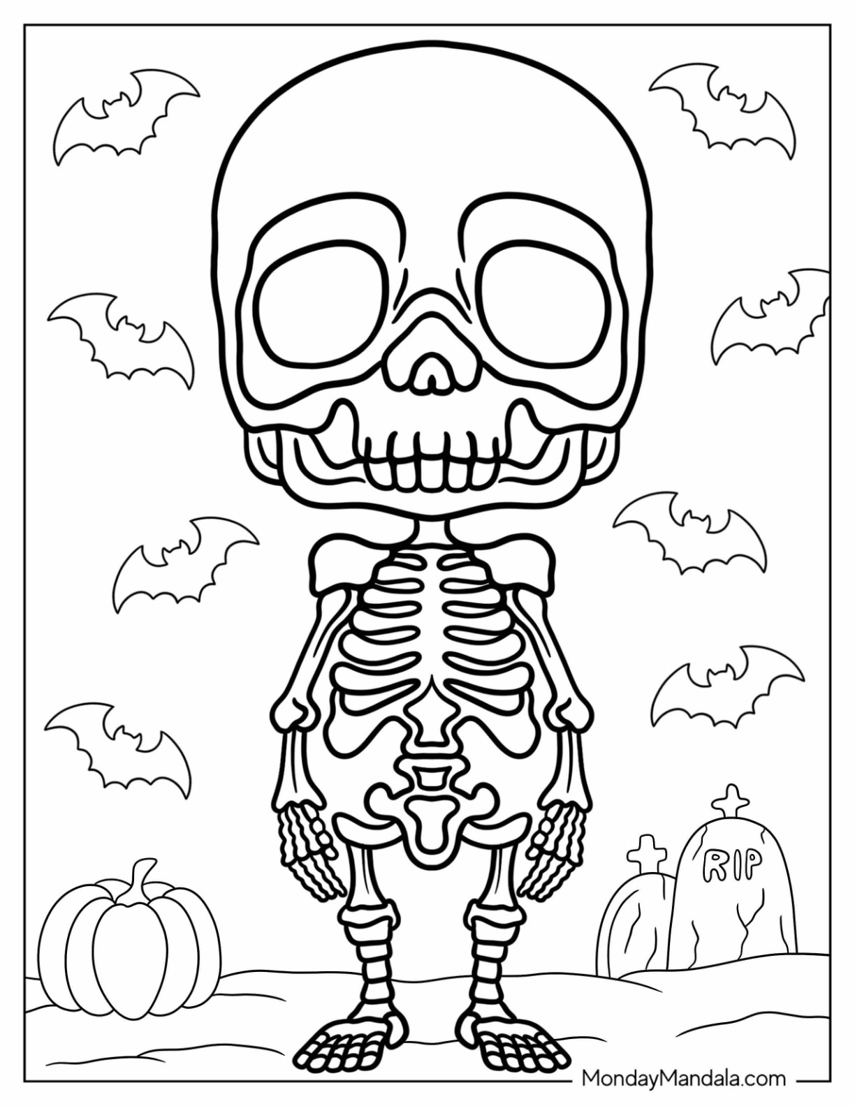 20 Skeleton Coloring Pages (Free Pdf Printables) within Free Printable Skeleton Coloring Pages