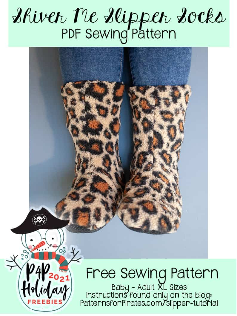 2021 Holiday Freebies :: Shiver Me Slipper Socks - Patterns For for Free Printable Fleece Sock Pattern