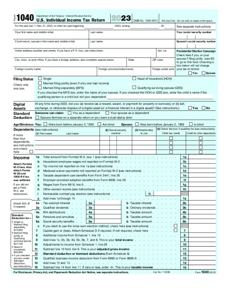 2023 Form Irs 1040 Fill Online, Printable, Fillable, Blank - Pdffiller within Free Printable IRS 1040 Forms