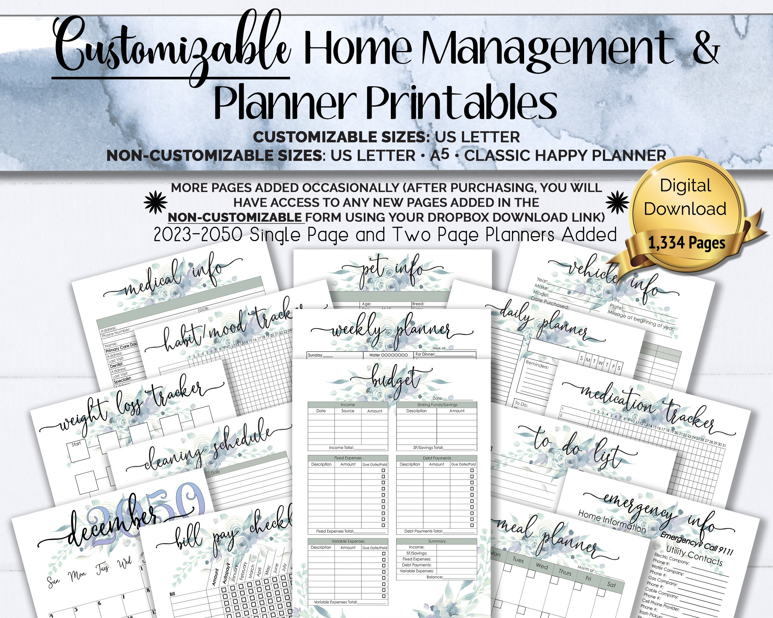 2024-2050 Customizable Home Management Binder Life Planner Budget with Home Management Binder Free Printables 2025