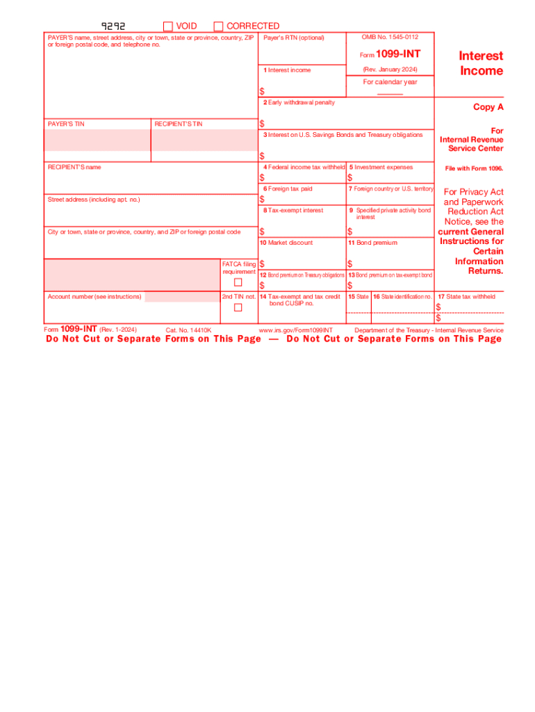 2024 Form Irs 1099-Int Fill Online, Printable, Fillable, Blank inside Free Printable 1099 Form 2025