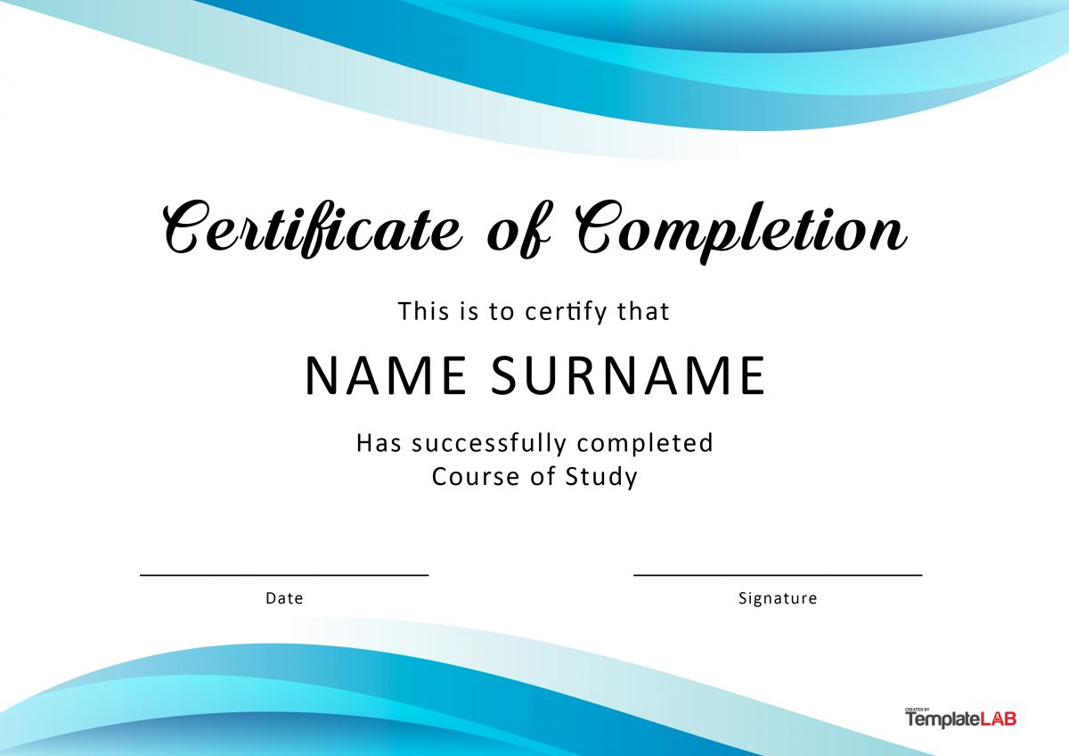 23 Free Certificate Of Completion Templates [Word, Powerpoint] for Certificate Of Completion Template Free Printable