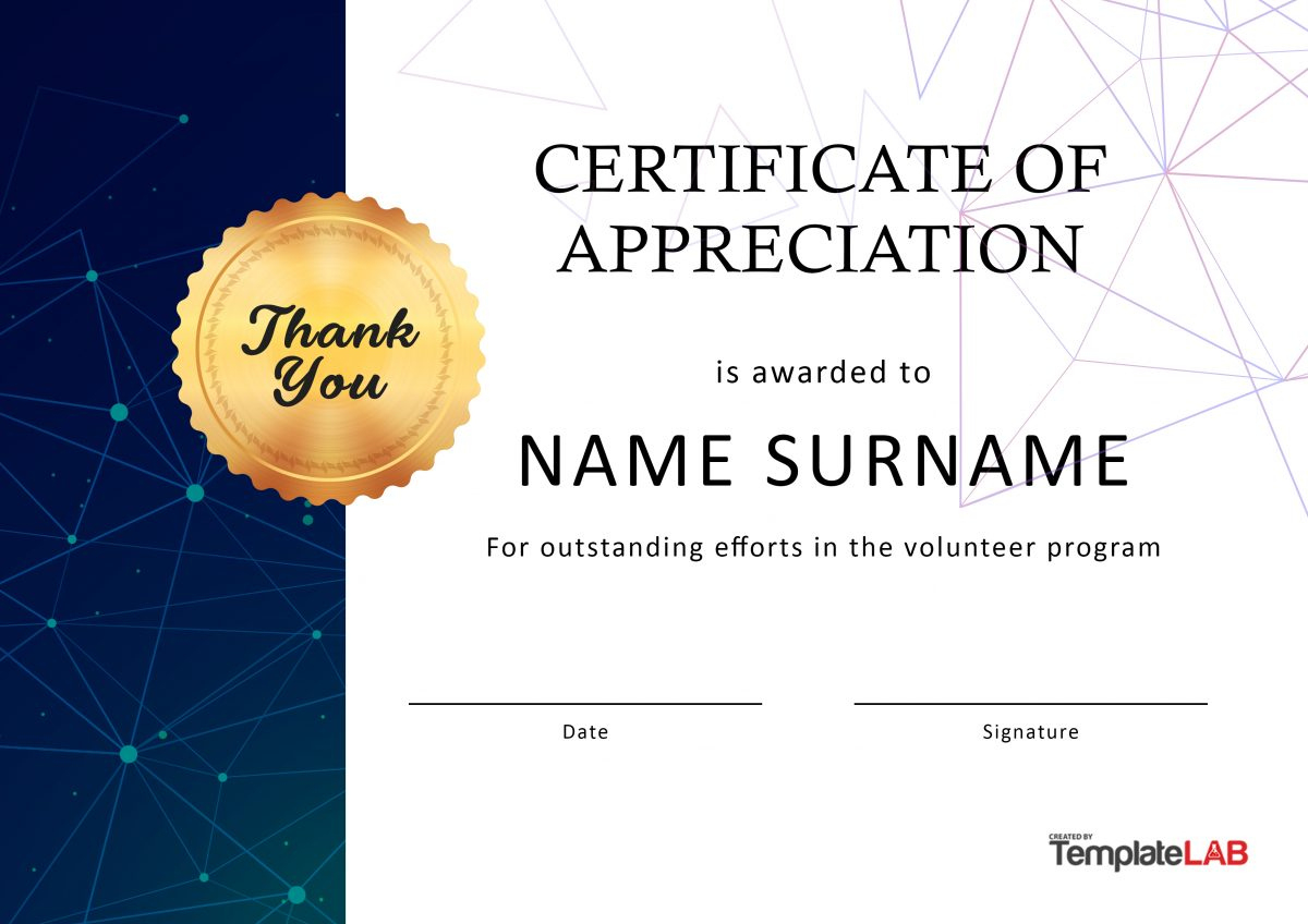 26 Free Certificate Of Appreciation Templates And Letters for Free Printable Templates For Certificates Of Recognition