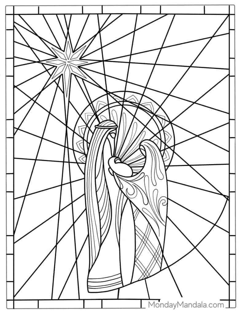 28 Stained Glass Coloring Pages (Free Pdf Printables) regarding Free Printable Religious Stained Glass Patterns