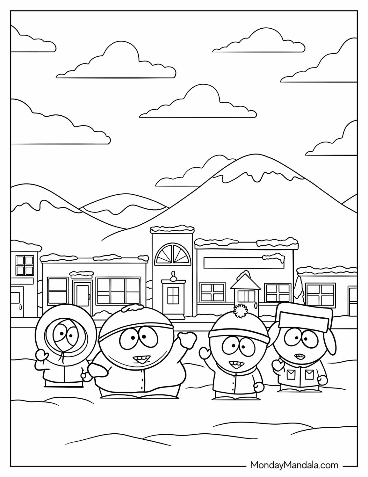 30 Cartoon Coloring Pages (Free Pdf Printables) with regard to Free Printable South Park Coloring Pages