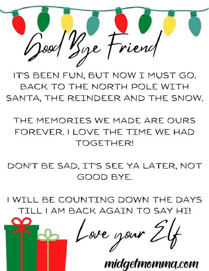 31 Free Elf On The Shelf Goodbye Letter Printables for Elf On A Shelf Goodbye Letter Free Printable