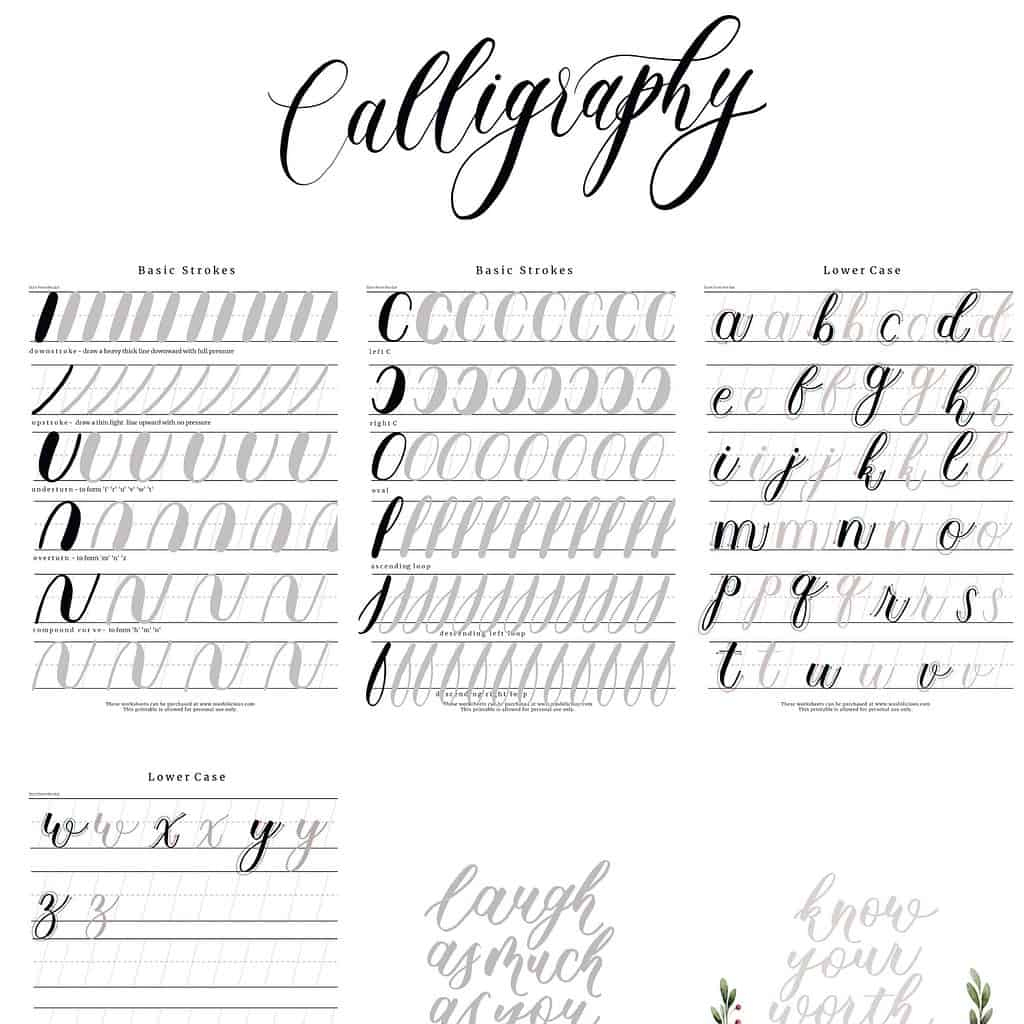 31+ Free Printable Lettering And Calligraphy Worksheets | Masha Plans in Free Printable Calligraphy Worksheets