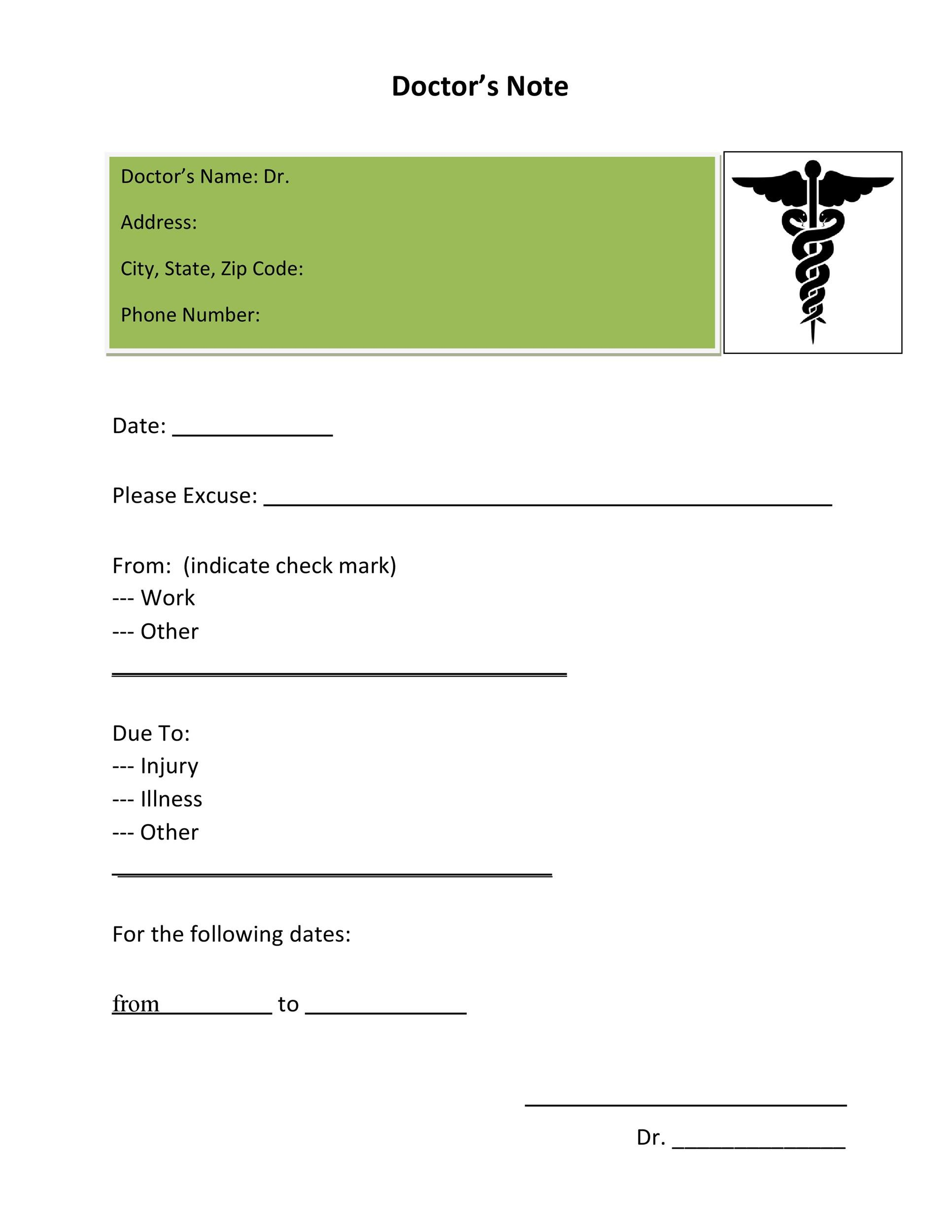 36 Free Doctor Note Templates [For Work Or School] for Free Printable Doctors Excuse