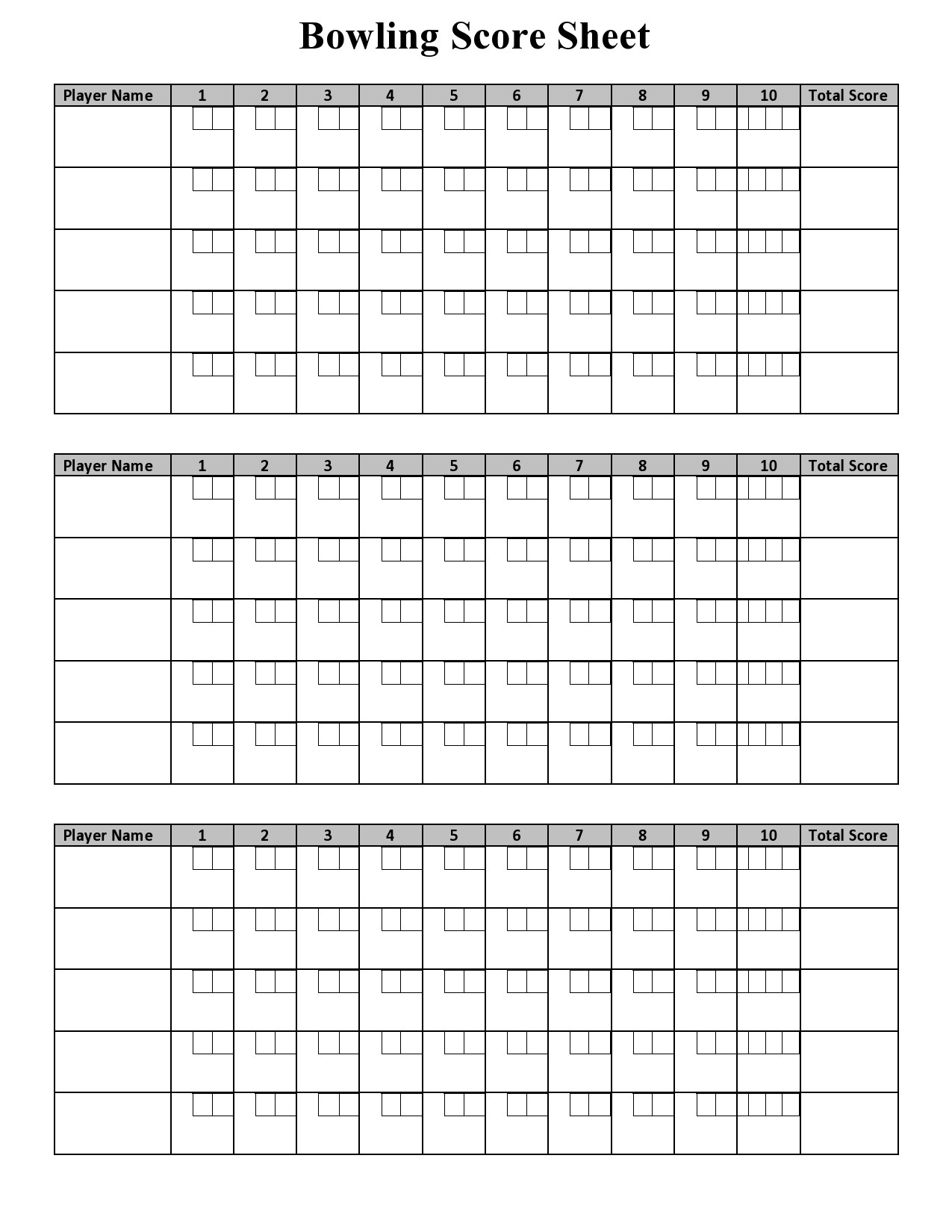 36 Printable Bowling Score Sheet Templates [&amp;amp; Examples] in Free Printable Bowling Score Sheets