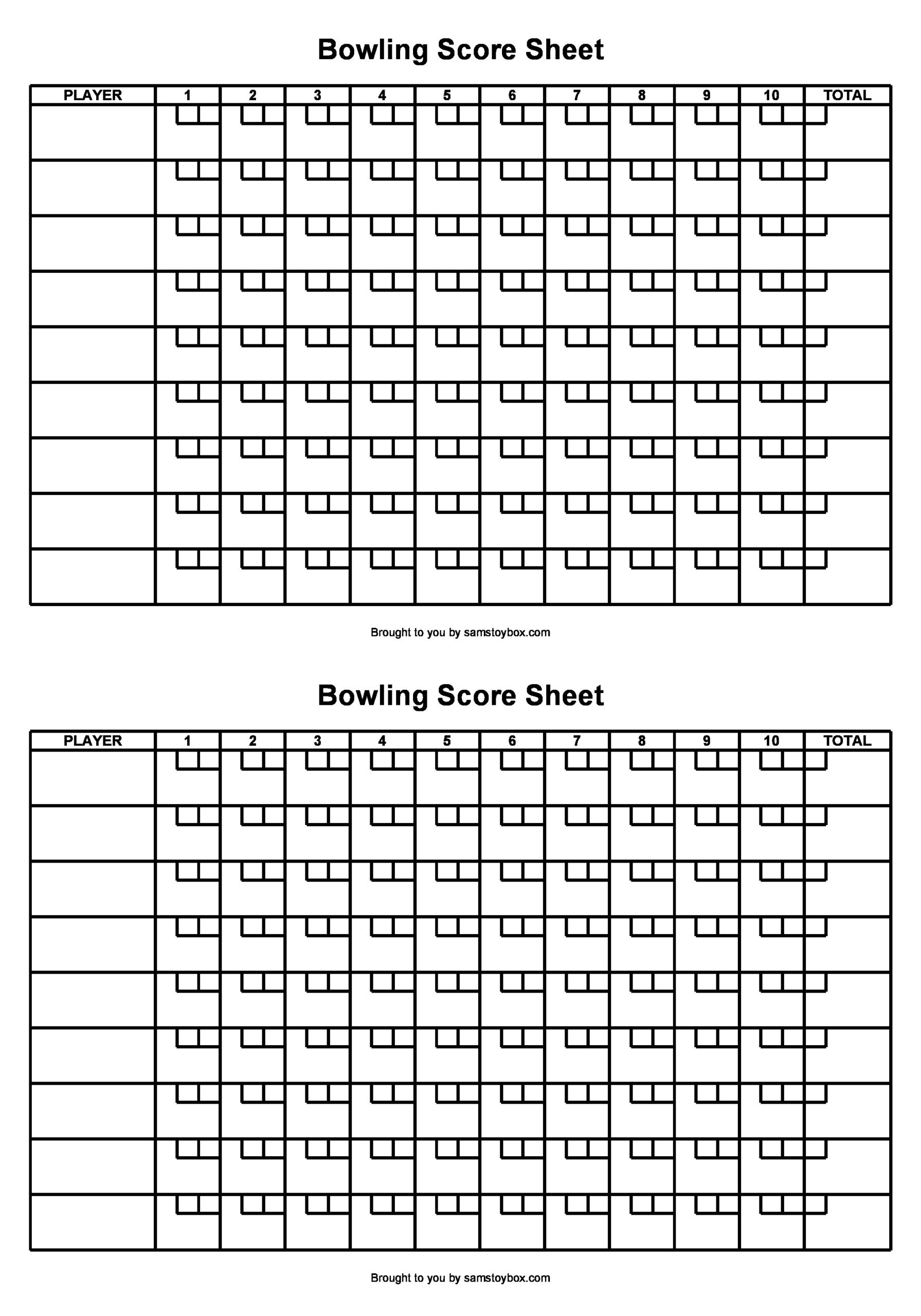 36 Printable Bowling Score Sheet Templates [&amp;amp; Examples] intended for Free Printable Bowling Score Sheets