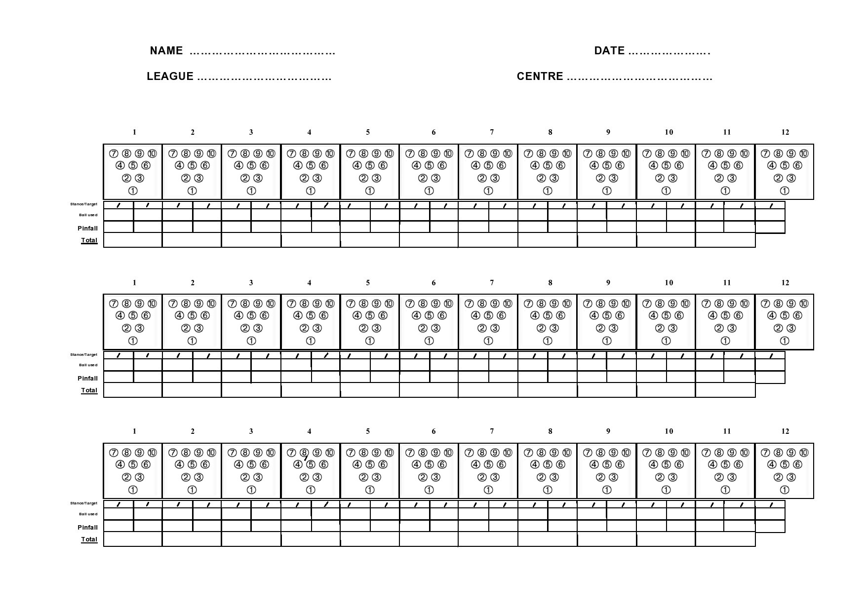 36 Printable Bowling Score Sheet Templates [&amp;amp; Examples] with Free Printable Bowling Score Sheets