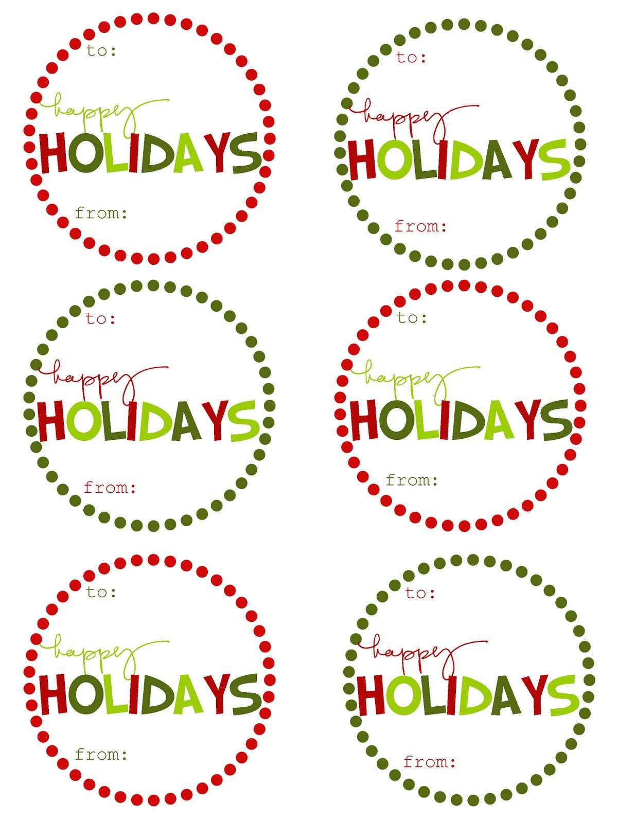 38 Sets Of Free Printable Christmas Gift Tags inside Free Printable Happy Holidays Gift Tags