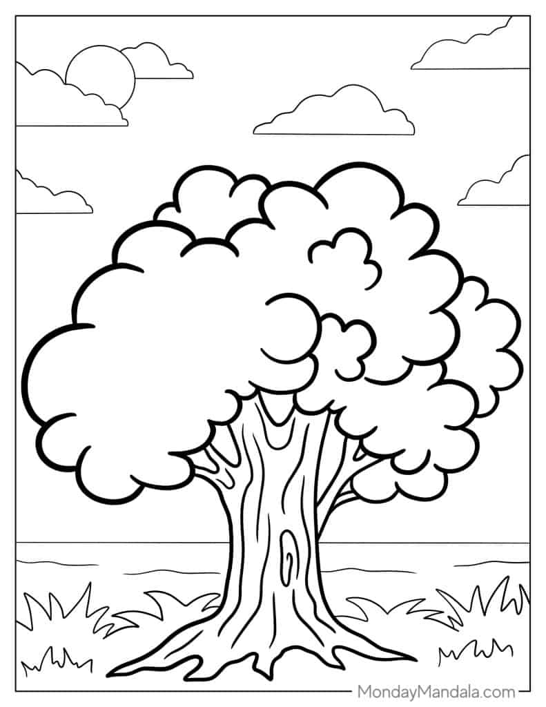 38 Tree Coloring Pages (Free Pdf Printables) inside Tree Coloring Pages Free Printable