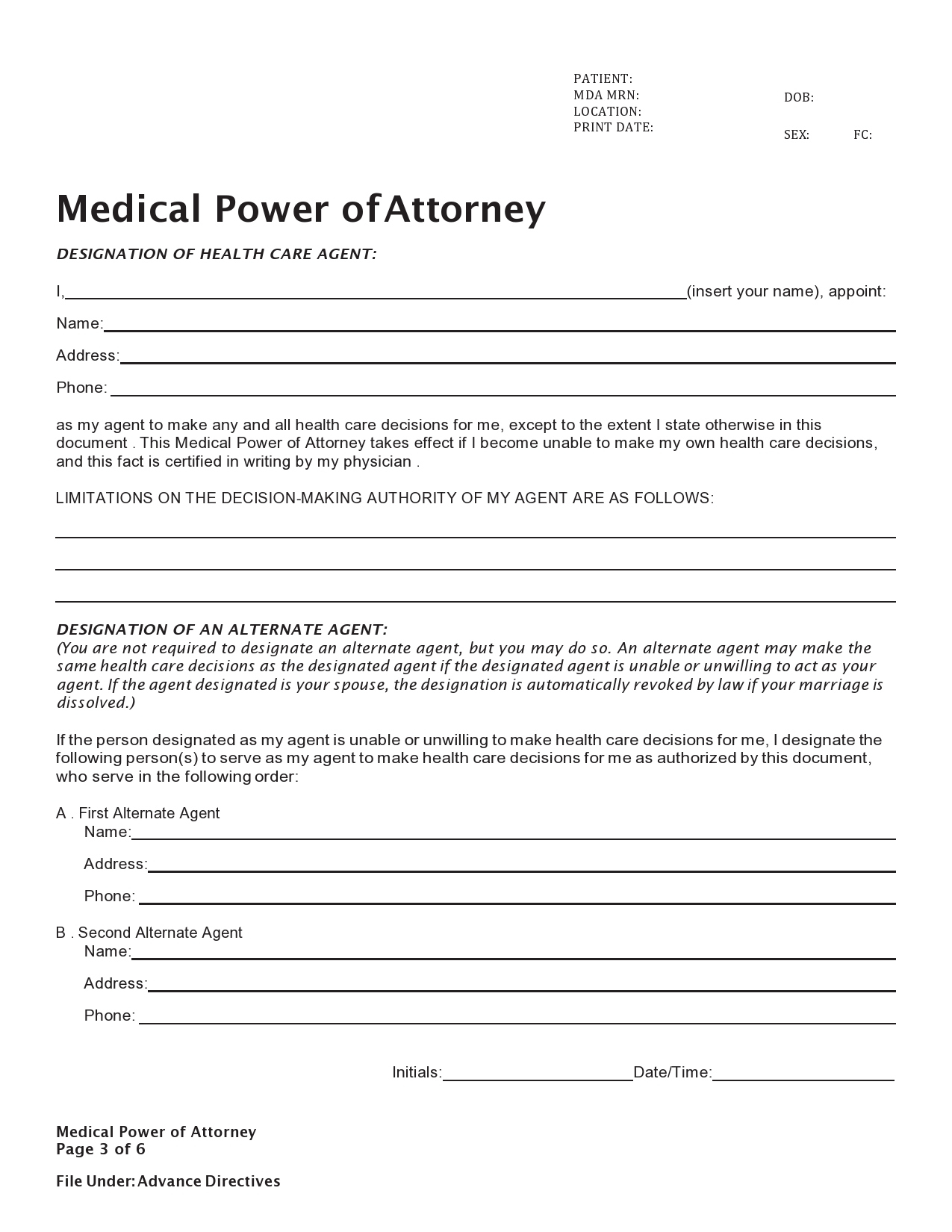 39 Free Medical Power Of Attorney Forms [All States] in Free Printable Medical Power Of Attorney