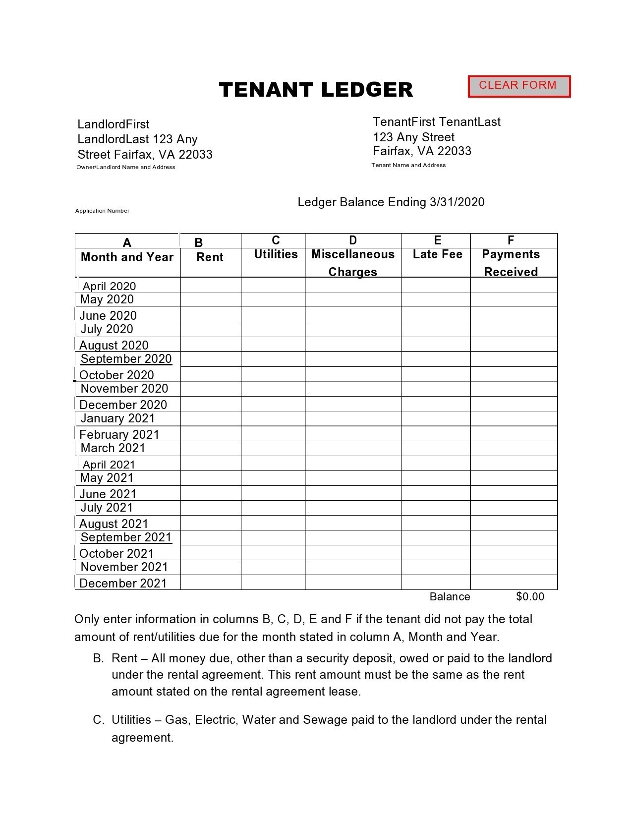 39 Printable Rental Ledger Templates (Lease Ledger) throughout Free Printable Rent Ledger