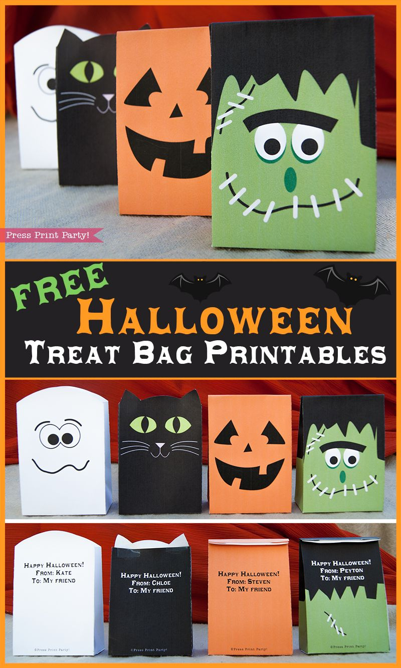 4 Free Halloween Treat Bags Printables -Press Print Party regarding Free Printable Trick Or Treat Bags