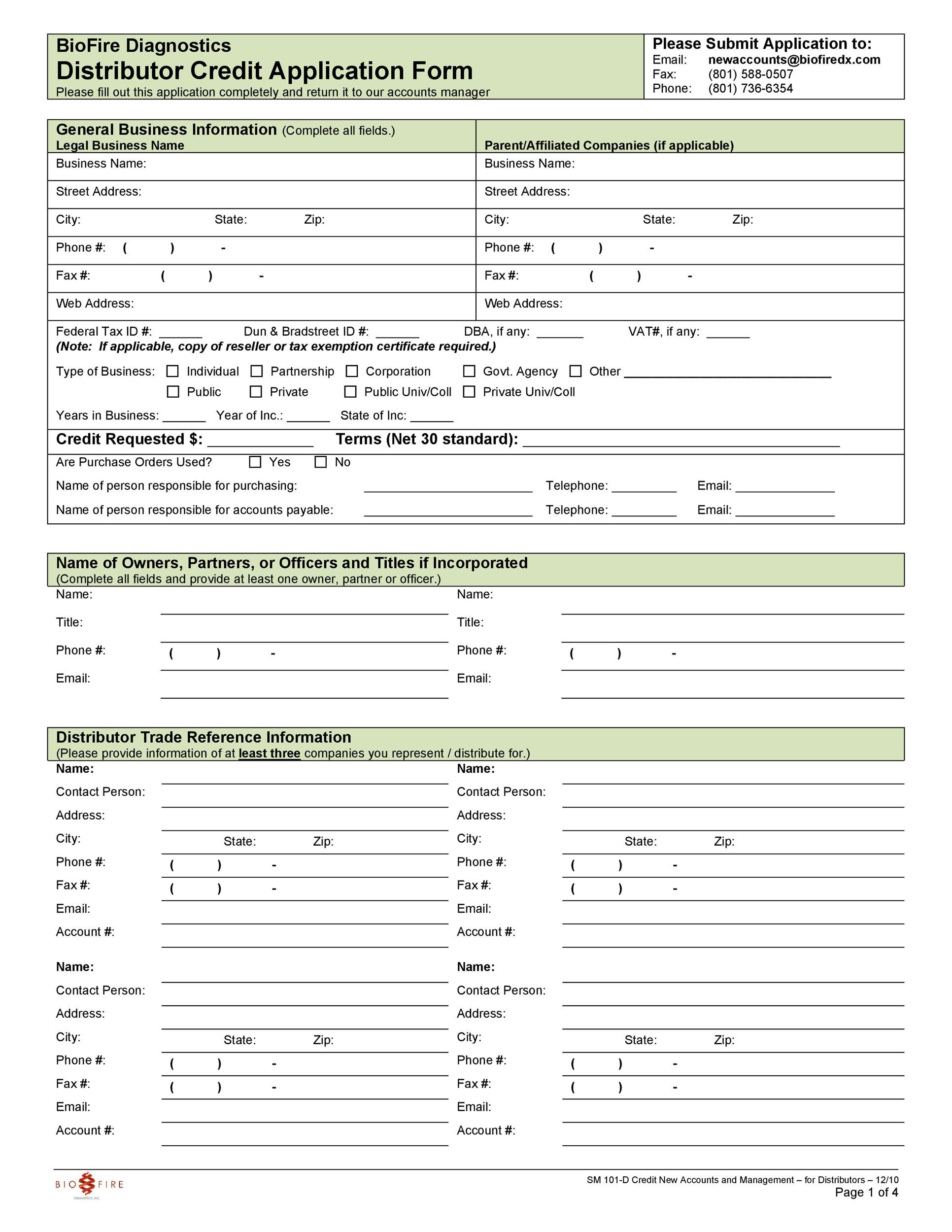 40 Free Credit Application Form Templates &amp;amp; Samples within Free Printable Business Credit Application Form