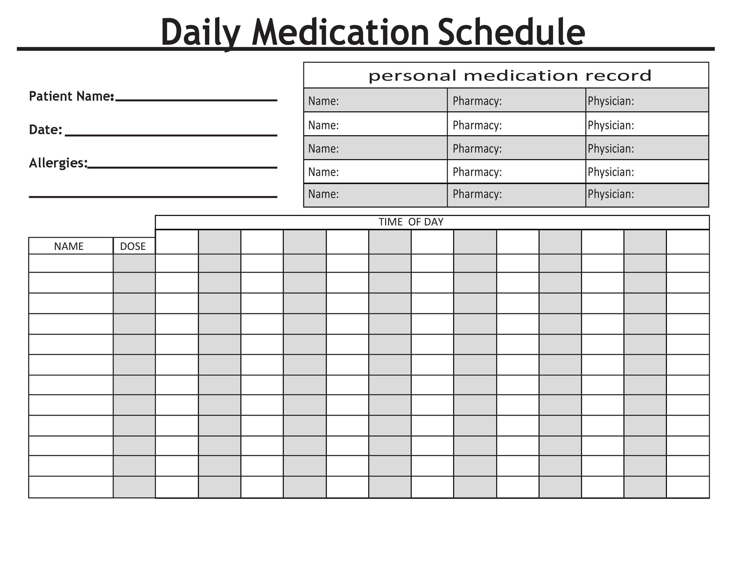 40 Great Medication Schedule Templates (+Medication Calendars) inside Free Printable Daily Medication Schedule