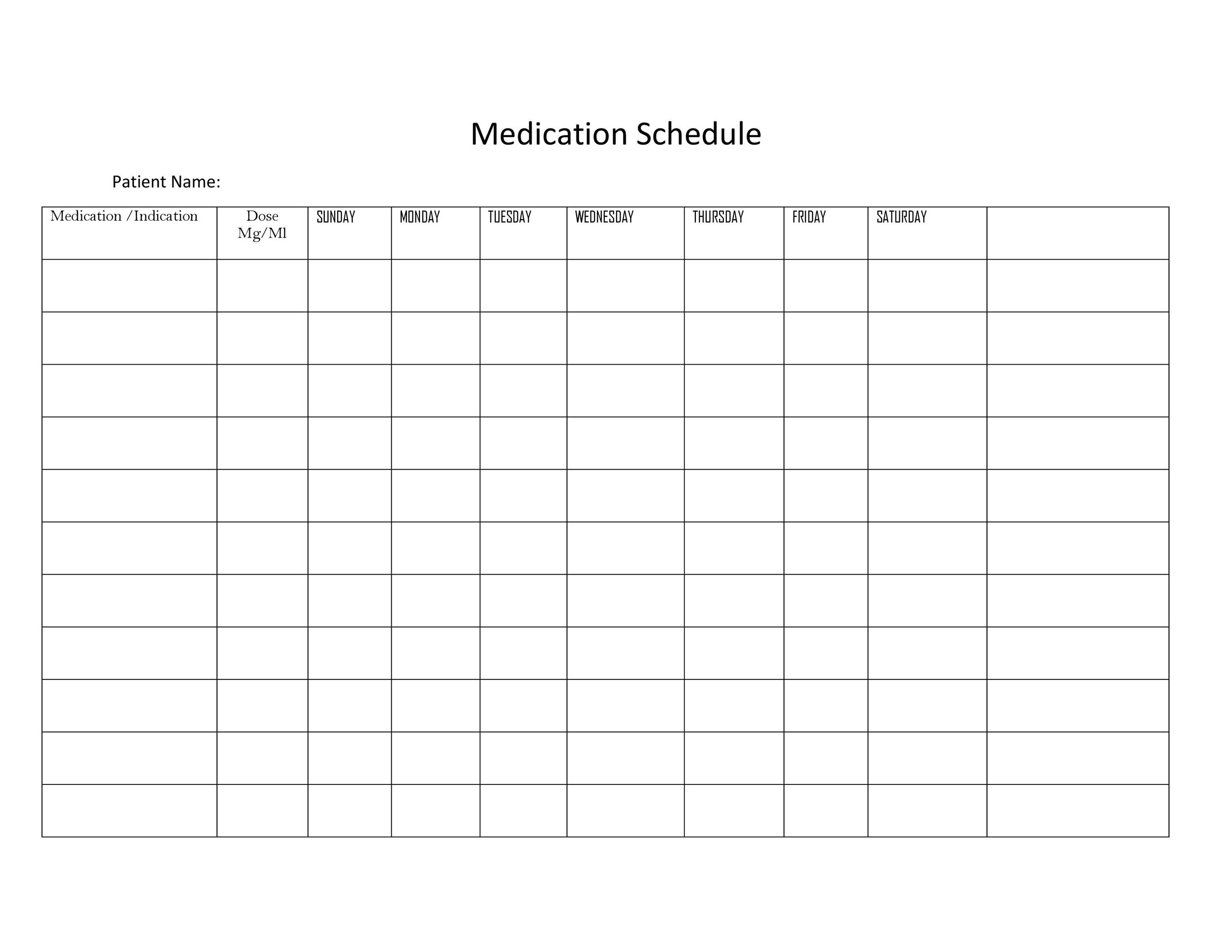 40 Great Medication Schedule Templates (+Medication Calendars) intended for Free Printable Medication Chart