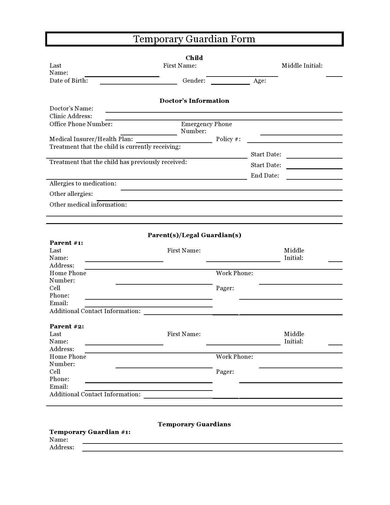 40 Printable Temporary Guardianship Forms [All States] inside Free Printable Guardianship Forms Texas