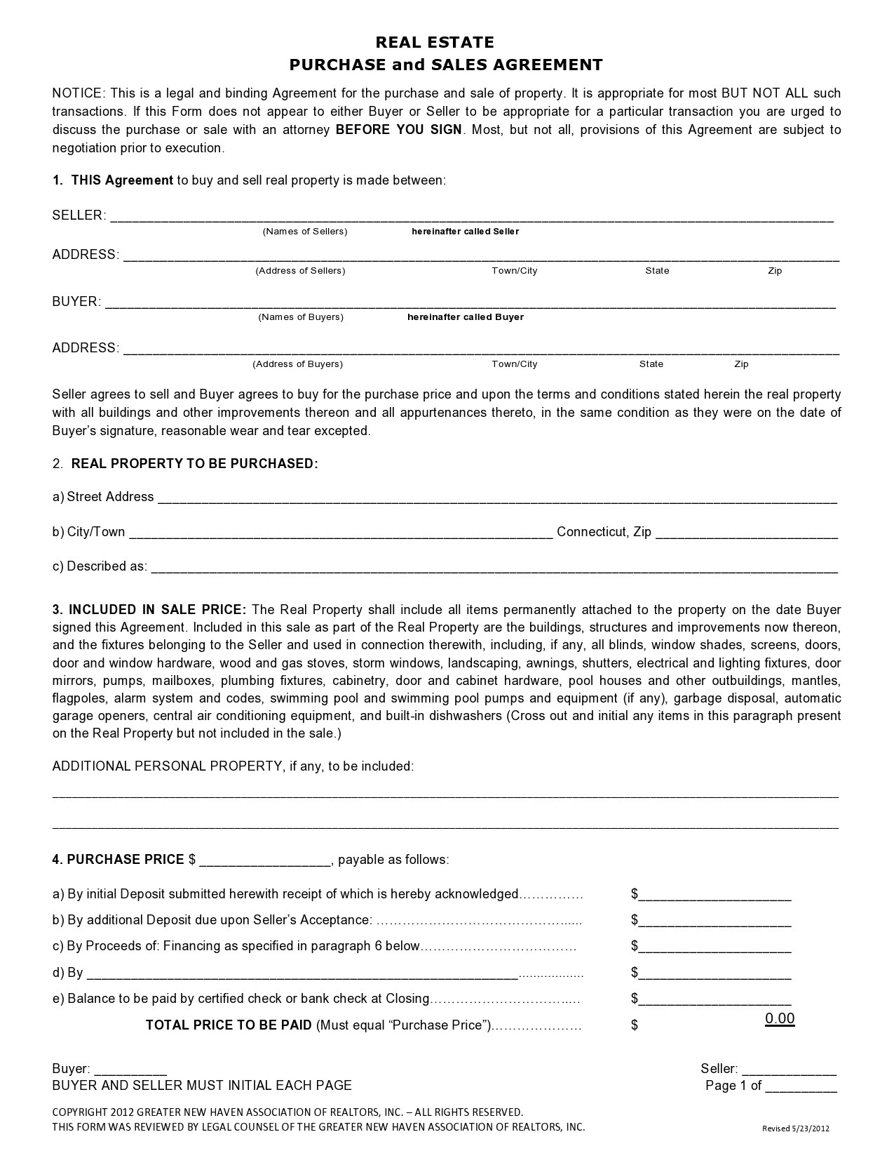 41 Simple Real Estate Purchase Agreement Templates [Free] with regard to Free Printable Real Estate Contracts